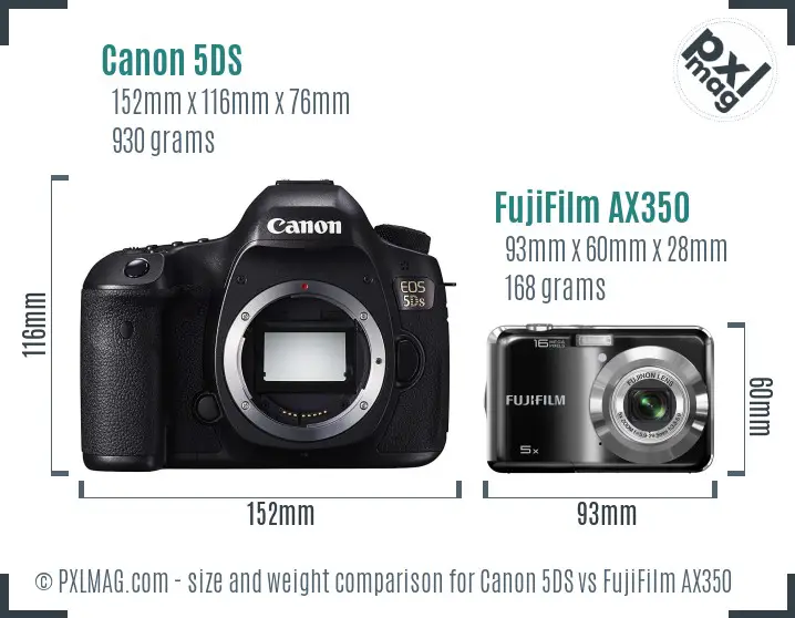 Canon 5DS vs FujiFilm AX350 size comparison