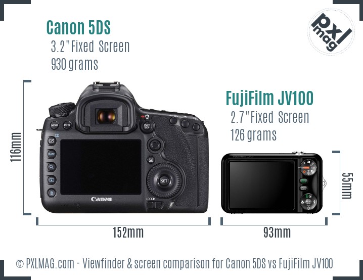 Canon 5DS vs FujiFilm JV100 Screen and Viewfinder comparison