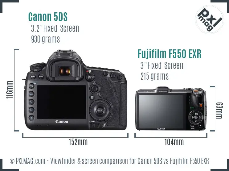 Canon 5DS vs Fujifilm F550 EXR Screen and Viewfinder comparison Canon 5DS vs Fujifilm F550 EXR Screen and Viewfinder comparison