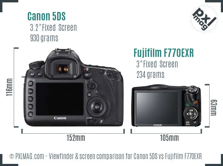 Canon 5DS vs Fujifilm F770EXR Screen and Viewfinder comparison