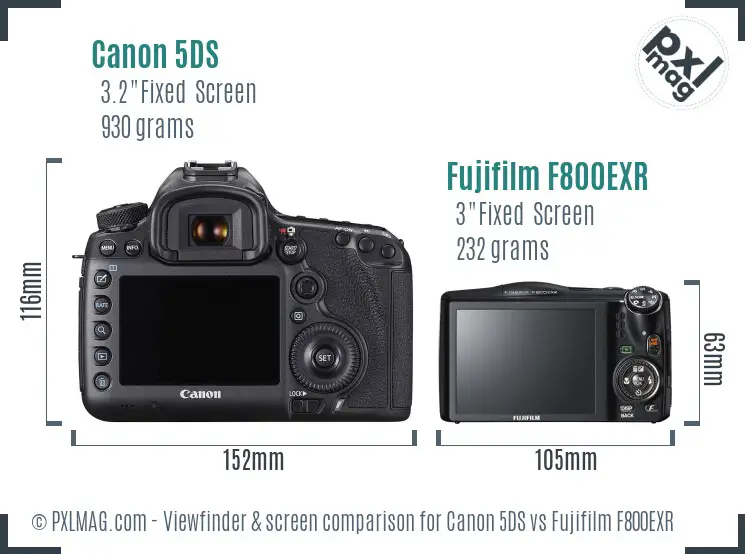 Canon 5DS vs Fujifilm F800EXR Screen and Viewfinder comparison Canon 5DS vs Fujifilm F800EXR Screen and Viewfinder comparison