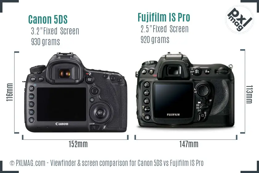 Canon 5DS vs Fujifilm IS Pro Screen and Viewfinder comparison