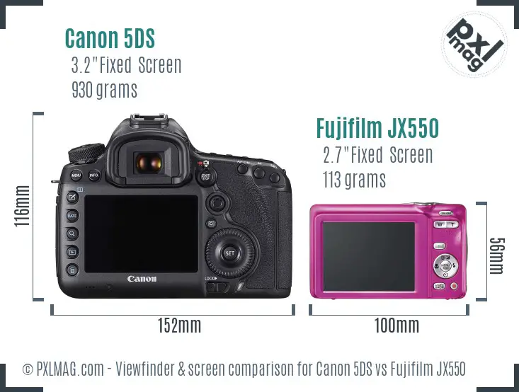 Canon 5DS vs Fujifilm JX550 Screen and Viewfinder comparison