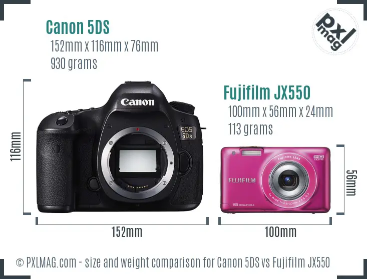 Canon 5DS vs Fujifilm JX550 size comparison