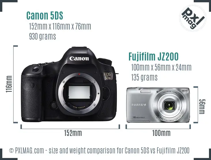 Canon 5DS vs Fujifilm JZ200 size comparison