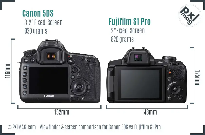 Canon 5DS vs Fujifilm S1 Pro Screen and Viewfinder comparison