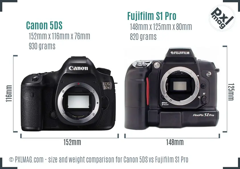 Canon 5DS vs Fujifilm S1 Pro size comparison