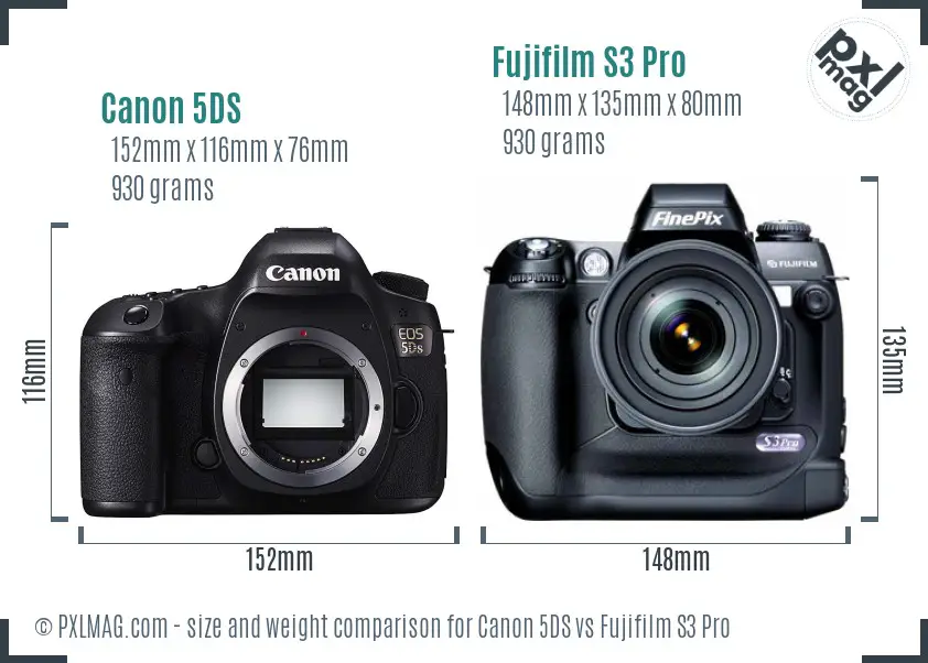 Canon 5DS vs Fujifilm S3 Pro size comparison