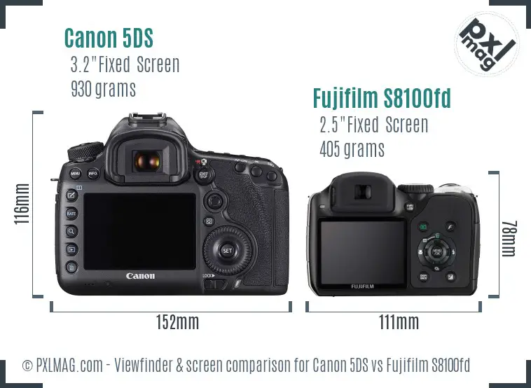 Canon 5DS vs Fujifilm S8100fd Screen and Viewfinder comparison