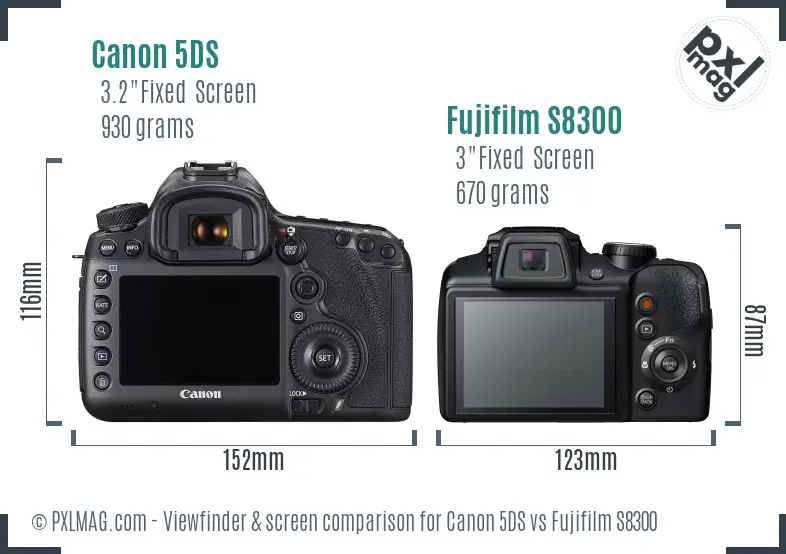 Canon 5DS vs Fujifilm S8300 Screen and Viewfinder comparison Canon 5DS vs Fujifilm S8300 Screen and Viewfinder comparison