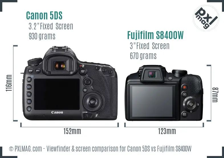 Canon 5DS vs Fujifilm S8400W Screen and Viewfinder comparison