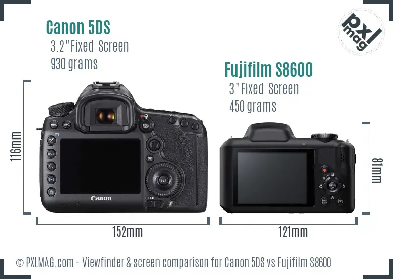 Canon 5DS vs Fujifilm S8600 Screen and Viewfinder comparison