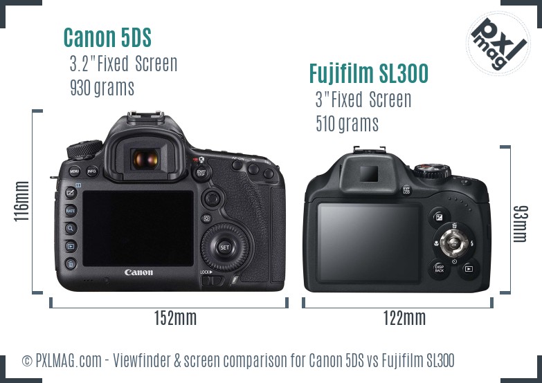 Canon 5DS vs Fujifilm SL300 Screen and Viewfinder comparison