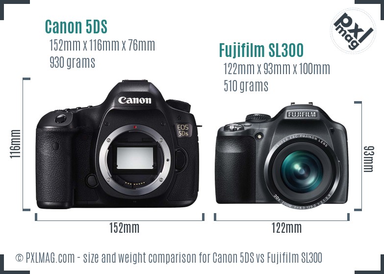 Canon 5DS vs Fujifilm SL300 size comparison Canon 5DS vs Fujifilm SL300 size comparison