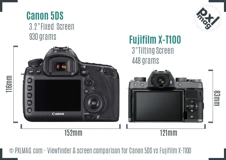 Canon 5DS vs Fujifilm X-T100 Screen and Viewfinder comparison