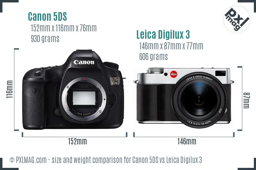 Canon 5DS vs Leica Digilux 3 size comparison