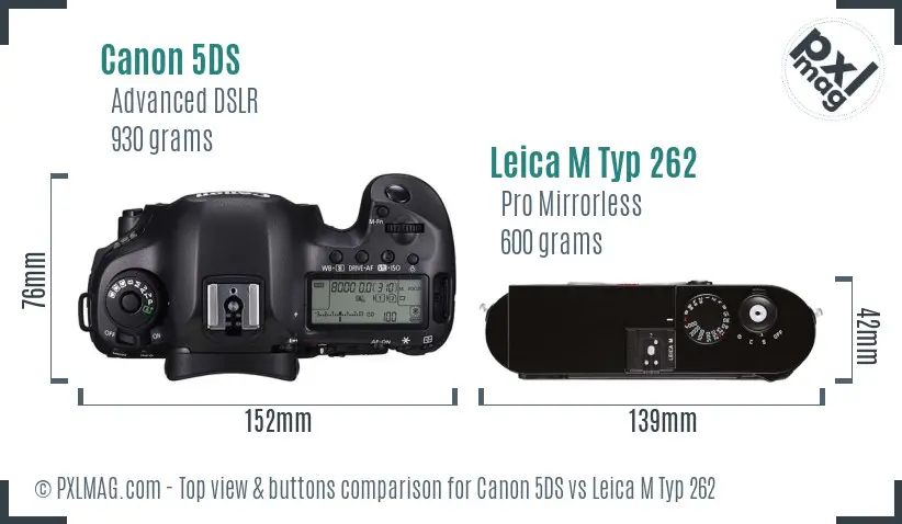 Canon 5DS vs Leica M Typ 262 top view buttons comparison