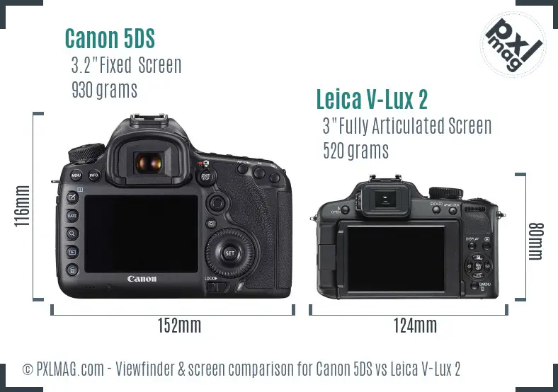 Canon 5DS vs Leica V-Lux 2 Screen and Viewfinder comparison