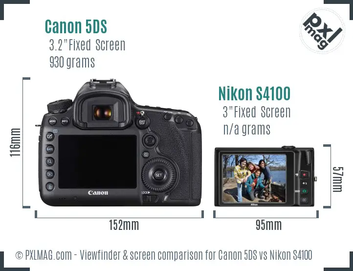 Canon 5DS vs Nikon S4100 Screen and Viewfinder comparison