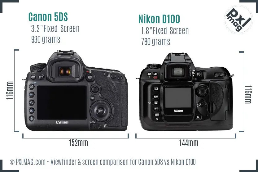 Canon 5DS vs Nikon D100 Screen and Viewfinder comparison