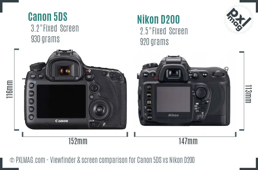 Canon 5DS vs Nikon D200 Screen and Viewfinder comparison