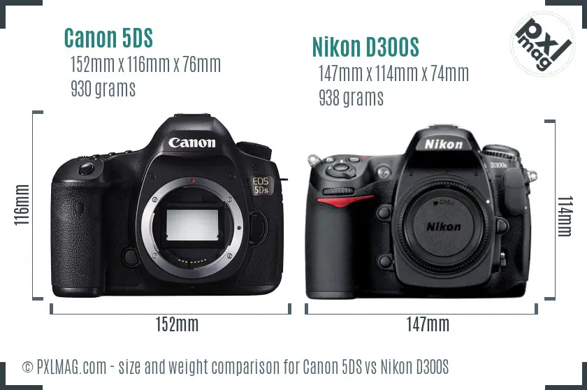 Canon 5DS vs Nikon D300S size comparison