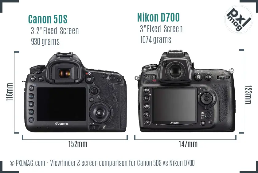 Canon 5DS vs Nikon D700 Screen and Viewfinder comparison
