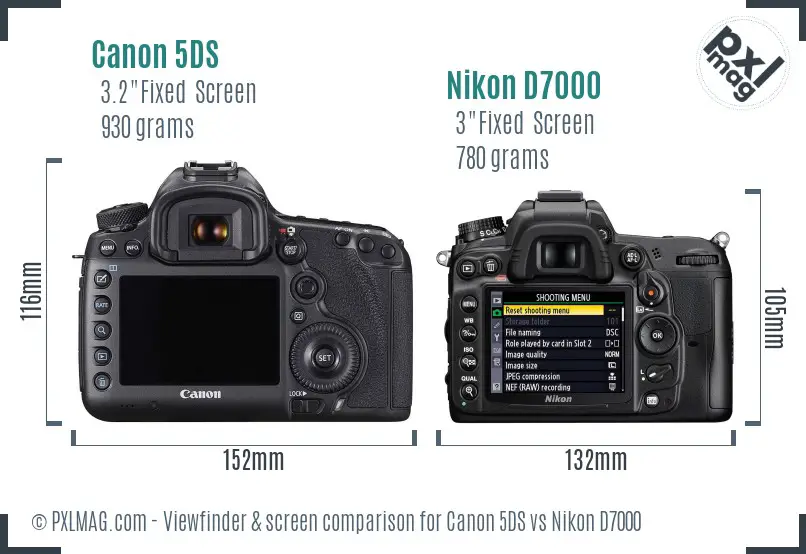 Canon 5DS vs Nikon D7000 Screen and Viewfinder comparison