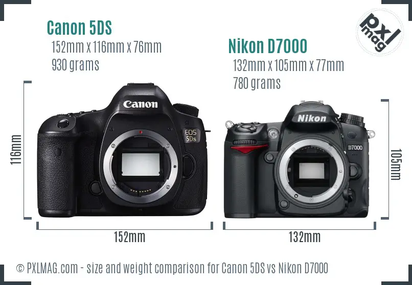 Canon 5DS vs Nikon D7000 size comparison