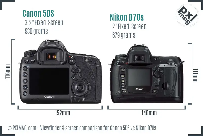 Canon 5DS vs Nikon D70s Screen and Viewfinder comparison