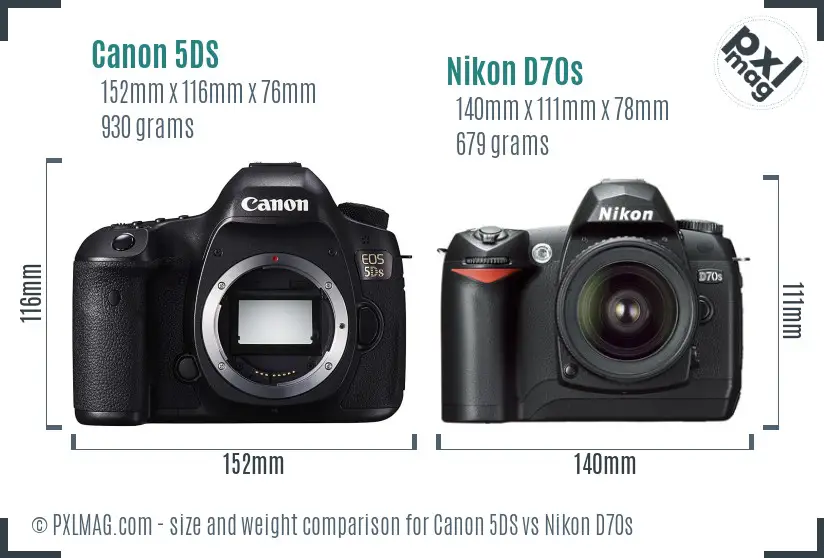 Canon 5DS vs Nikon D70s size comparison