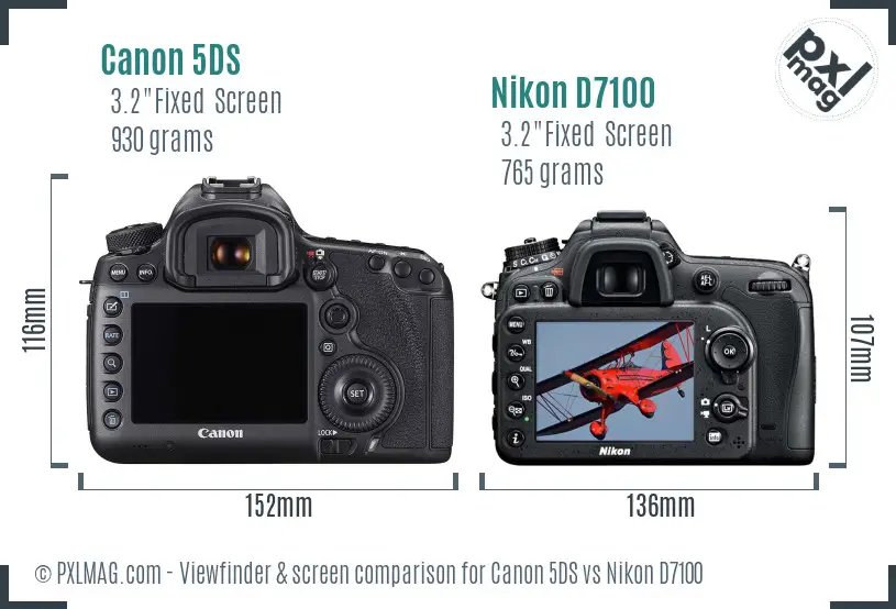 Canon 5DS vs Nikon D7100 Screen and Viewfinder comparison