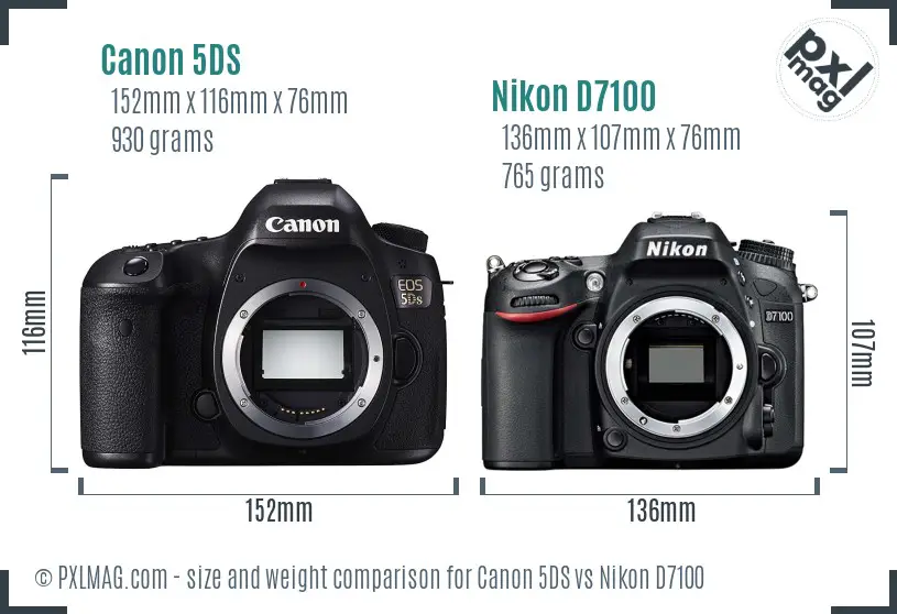 Canon 5DS vs Nikon D7100 size comparison