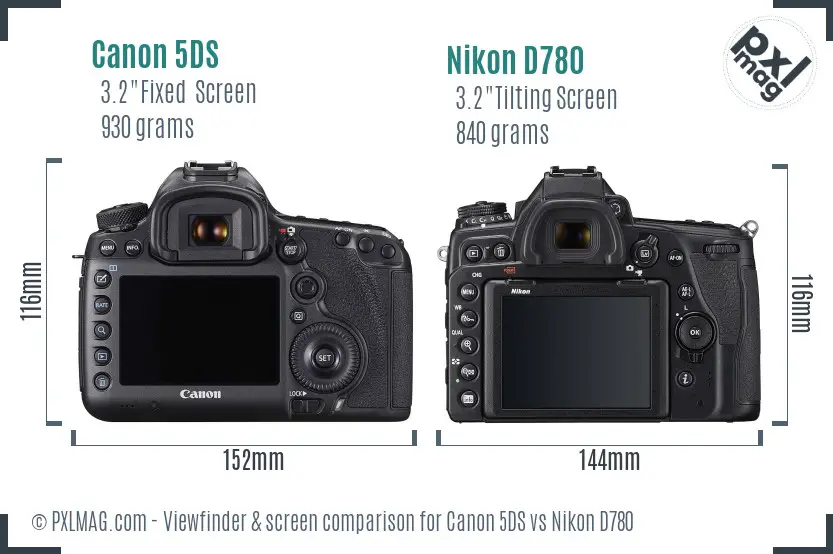 Canon 5DS vs Nikon D780 Screen and Viewfinder comparison