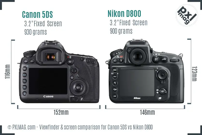 Canon 5DS vs Nikon D800 Screen and Viewfinder comparison