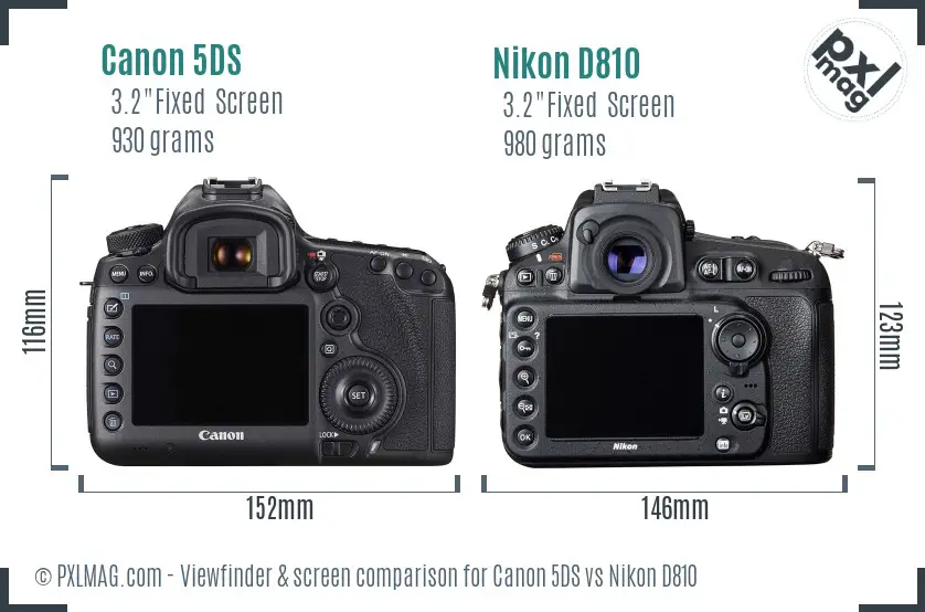 Canon 5DS vs Nikon D810 Screen and Viewfinder comparison