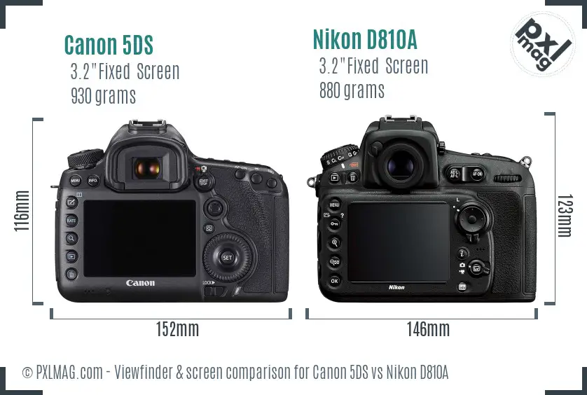 Canon 5DS vs Nikon D810A Screen and Viewfinder comparison