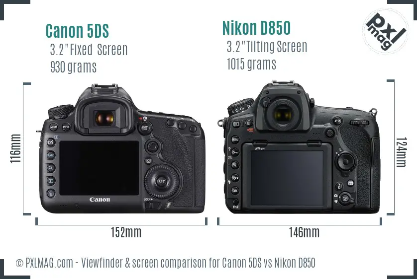 Canon 5DS vs Nikon D850 Screen and Viewfinder comparison