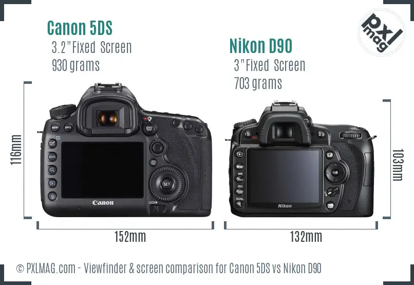 Canon 5DS vs Nikon D90 Screen and Viewfinder comparison