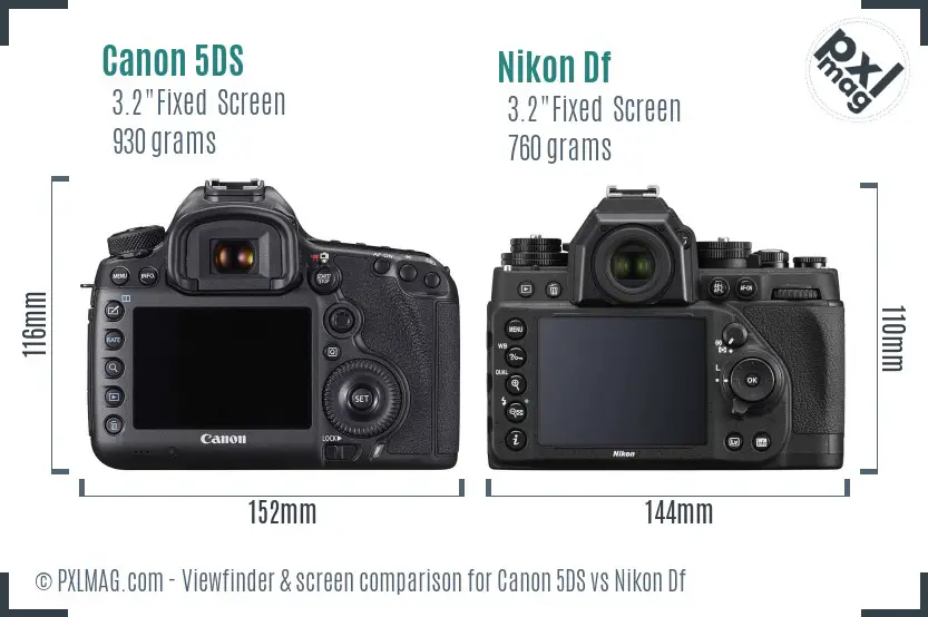 Canon 5DS vs Nikon Df Screen and Viewfinder comparison