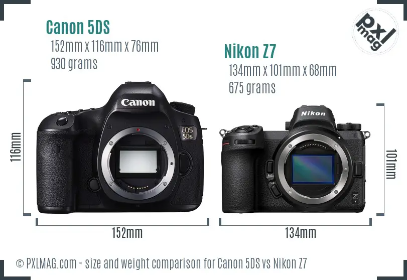 Canon 5DS vs Nikon Z7 size comparison Canon 5DS vs Nikon Z7 size comparison