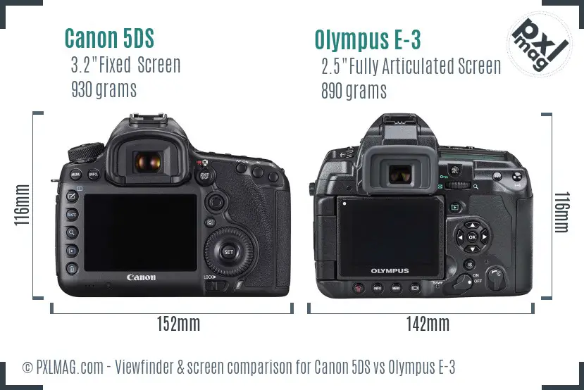 Canon 5DS vs Olympus E-3 Screen and Viewfinder comparison