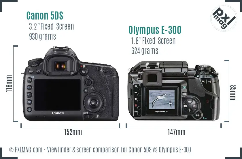 Canon 5DS vs Olympus E-300 Screen and Viewfinder comparison Canon 5DS vs Olympus E-300 Screen and Viewfinder comparison
