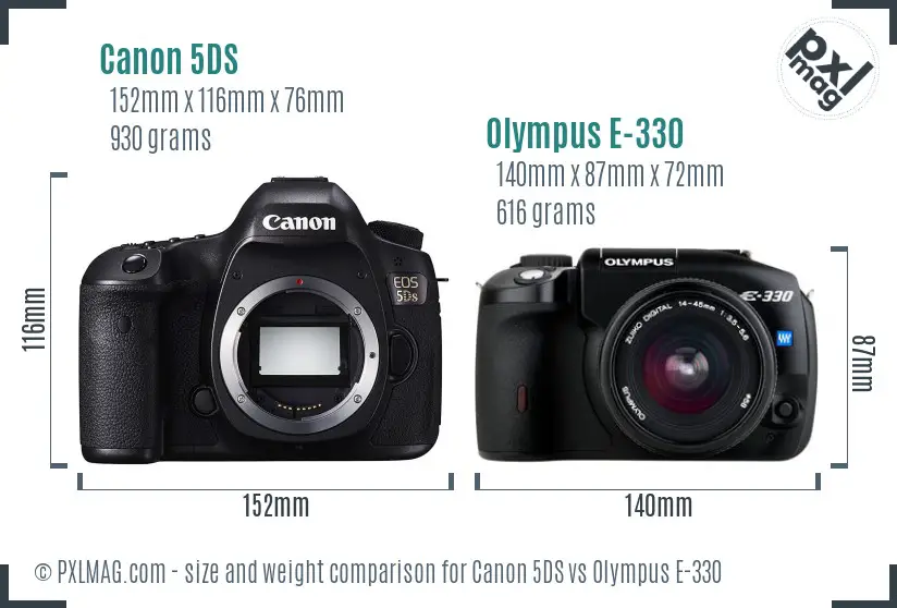 Canon 5DS vs Olympus E-330 size comparison