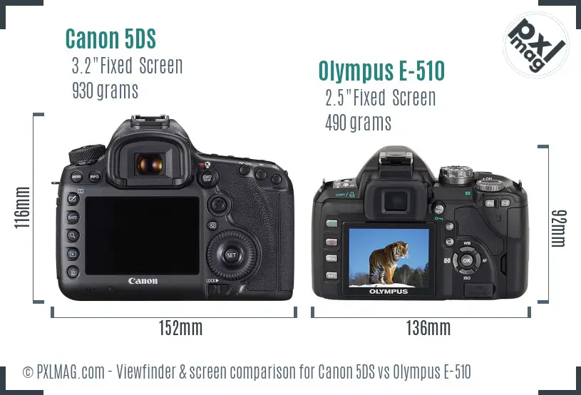 Canon 5DS vs Olympus E-510 Screen and Viewfinder comparison