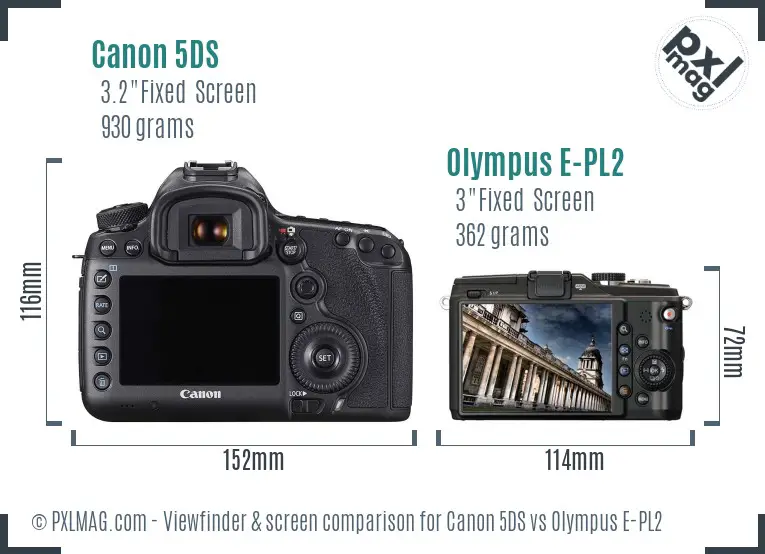 Canon 5DS vs Olympus E-PL2 Screen and Viewfinder comparison