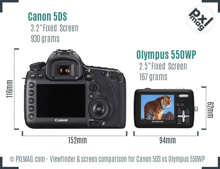 Canon 5DS vs Olympus 550WP Screen and Viewfinder comparison