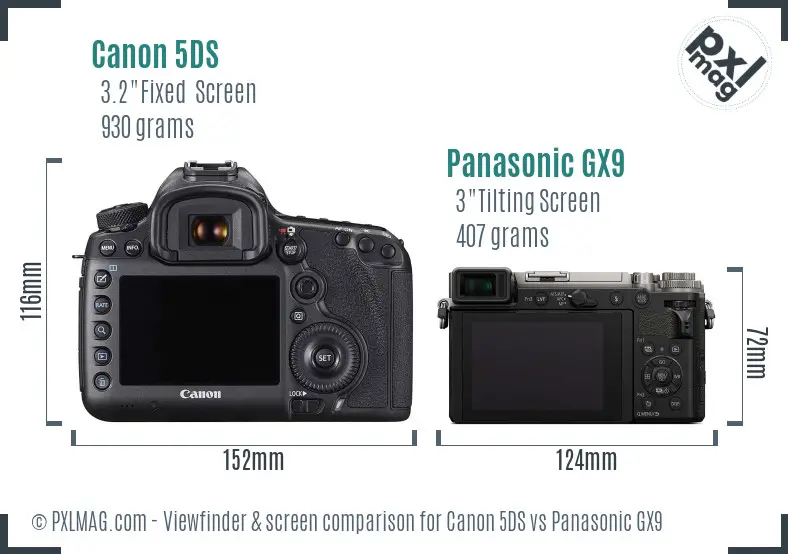 Canon 5DS vs Panasonic GX9 Screen and Viewfinder comparison