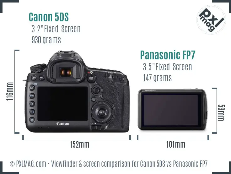 Canon 5DS vs Panasonic FP7 Screen and Viewfinder comparison