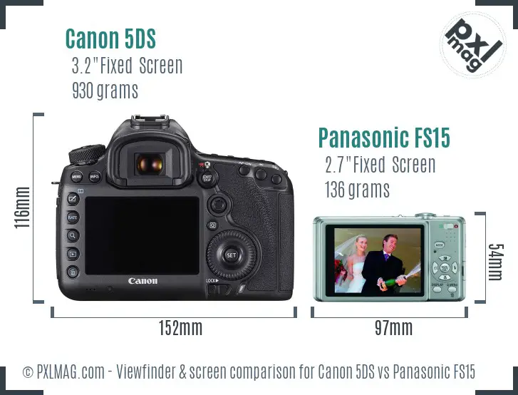 Canon 5DS vs Panasonic FS15 Screen and Viewfinder comparison